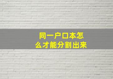 同一户口本怎么才能分割出来