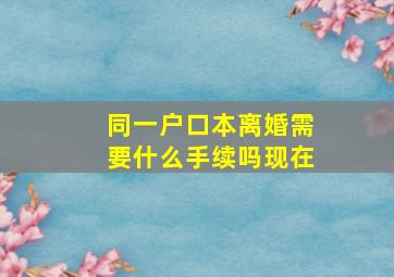 同一户口本离婚需要什么手续吗现在