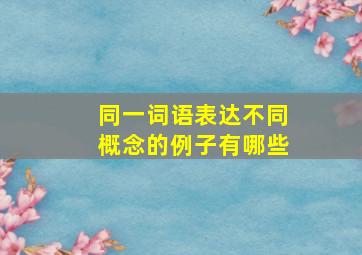 同一词语表达不同概念的例子有哪些