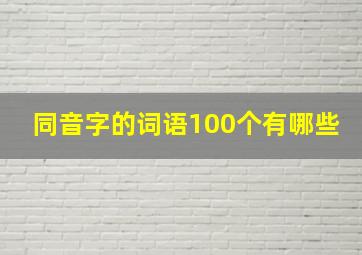 同音字的词语100个有哪些