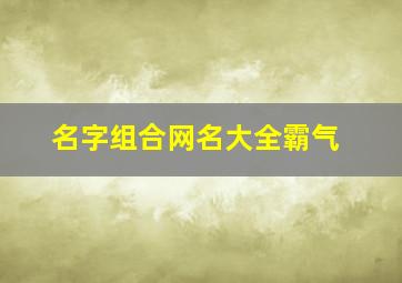 名字组合网名大全霸气