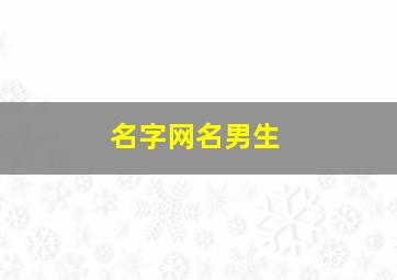 名字网名男生