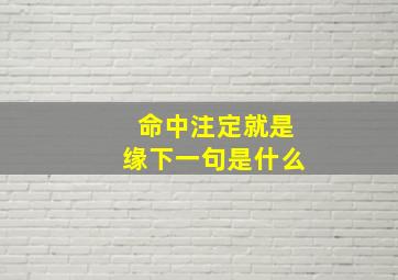 命中注定就是缘下一句是什么