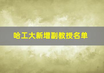 哈工大新增副教授名单