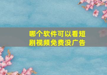 哪个软件可以看短剧视频免费没广告