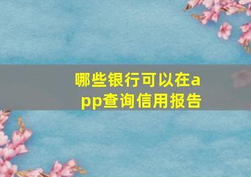 哪些银行可以在app查询信用报告