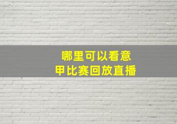 哪里可以看意甲比赛回放直播