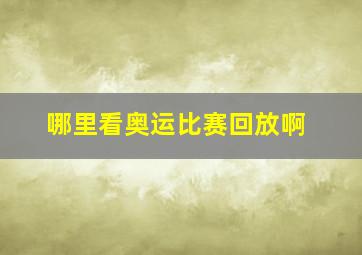 哪里看奥运比赛回放啊