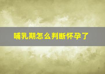 哺乳期怎么判断怀孕了