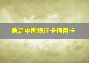 啥是中国银行卡信用卡