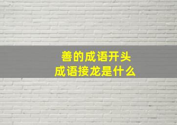 善的成语开头成语接龙是什么