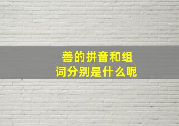 善的拼音和组词分别是什么呢