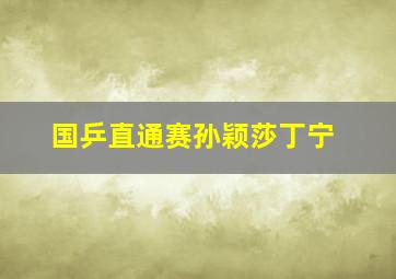 国乒直通赛孙颖莎丁宁