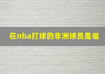 在nba打球的非洲球员是谁