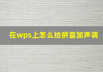 在wps上怎么给拼音加声调