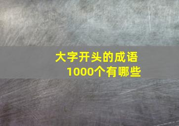 大字开头的成语1000个有哪些