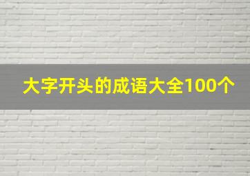 大字开头的成语大全100个