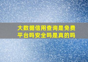 大数据信用查询是免费平台吗安全吗是真的吗