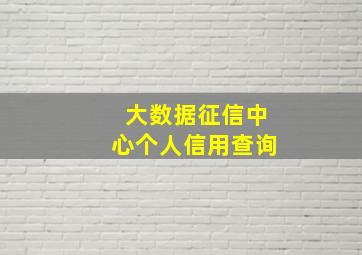 大数据征信中心个人信用查询