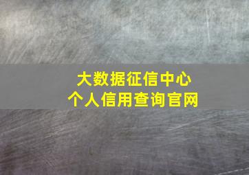 大数据征信中心个人信用查询官网