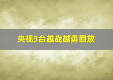 央视3台越战越勇回放