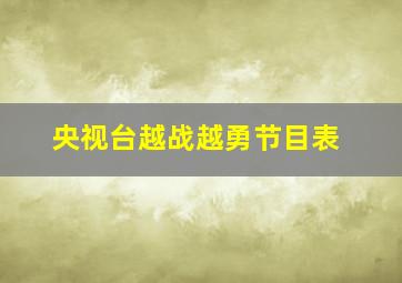 央视台越战越勇节目表