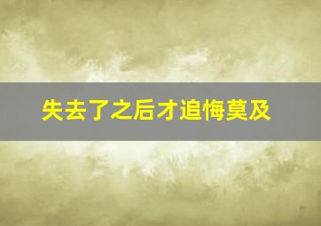 失去了之后才追悔莫及