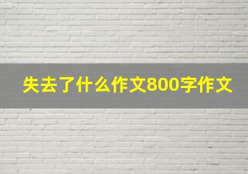 失去了什么作文800字作文