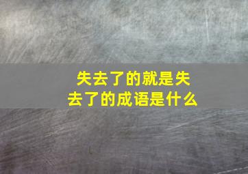 失去了的就是失去了的成语是什么