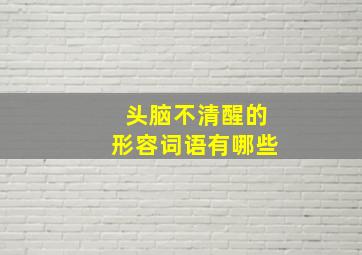 头脑不清醒的形容词语有哪些