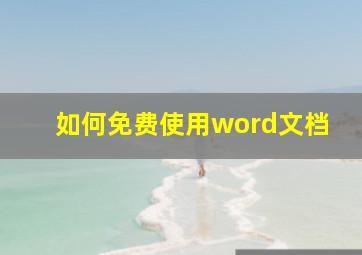 如何免费使用word文档