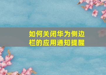 如何关闭华为侧边栏的应用通知提醒