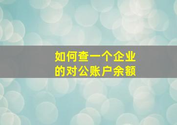 如何查一个企业的对公账户余额