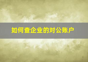 如何查企业的对公账户