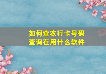 如何查农行卡号码查询在用什么软件