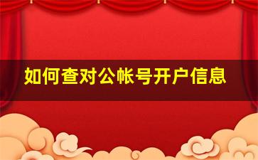 如何查对公帐号开户信息