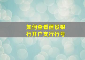 如何查看建设银行开户支行行号