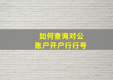 如何查询对公账户开户行行号