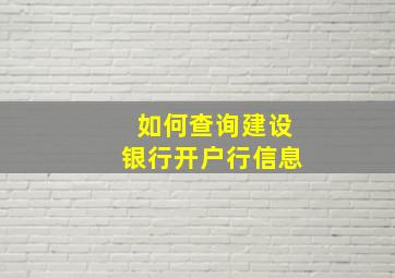 如何查询建设银行开户行信息