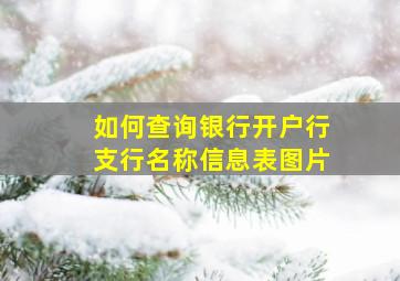 如何查询银行开户行支行名称信息表图片