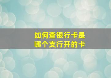 如何查银行卡是哪个支行开的卡