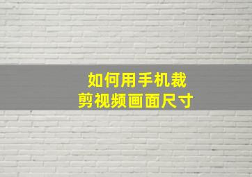 如何用手机裁剪视频画面尺寸