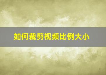 如何裁剪视频比例大小