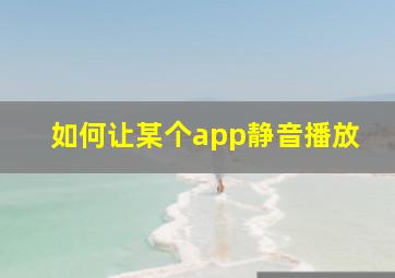 如何让某个app静音播放