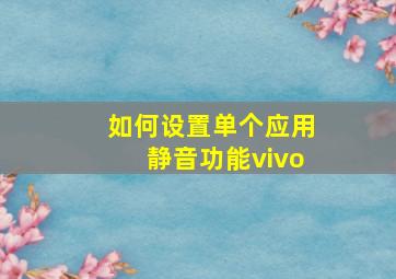 如何设置单个应用静音功能vivo