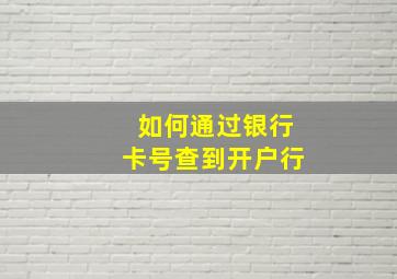 如何通过银行卡号查到开户行