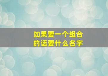 如果要一个组合的话要什么名字