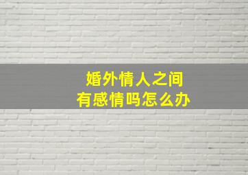 婚外情人之间有感情吗怎么办