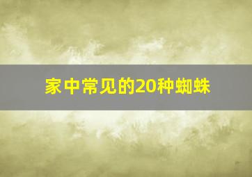 家中常见的20种蜘蛛