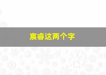 宸睿这两个字